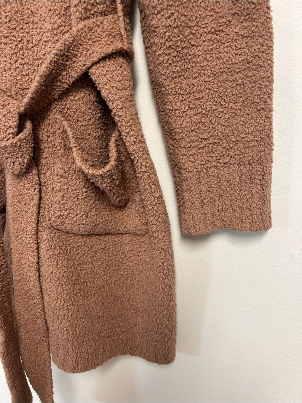 Skims Cozy Collection Textured Knit Boucle Belted Brown Short Robe Size L/XL - Picture 9 of 16